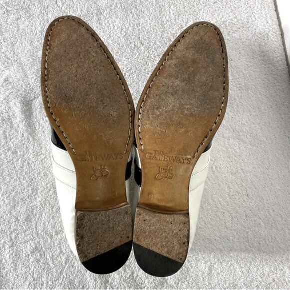 John Fluevog Two Tone Blk & Wht Patent Leather The Gateways Johnston Monkstrap 8 - Picture 6 of 15